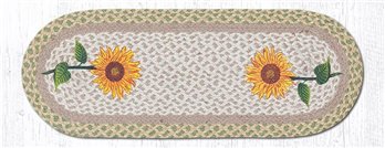 Tall Sunflowers Oval Braided Table Runner 13"x36"
