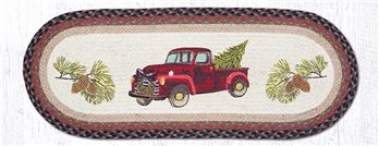 Christmas Truck Oval Braided Table Runner 13"x36"