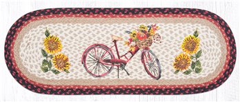 Red Bicycle Oval Braided Table Runner 13"x36"