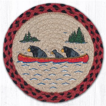 Bears in Canoe Printed Round Braided Trivet 10"x10"