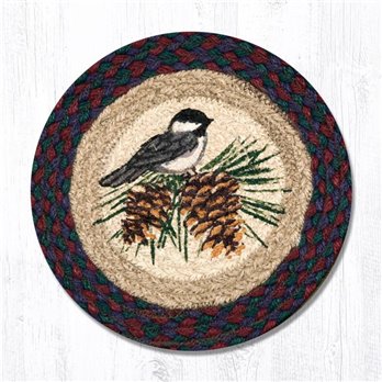 Chickadee Printed Round Braided Trivet 10"x10"