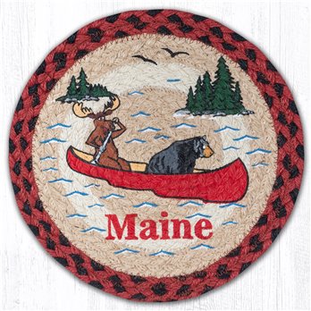 Moose Rowing Printed Round Braided Trivet 10"x10"