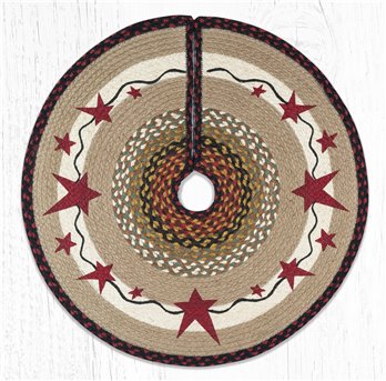 Primitive Stars Burgundy Printed Braided Tree Skirt Round 30"x30"
