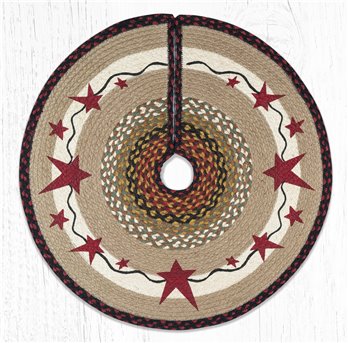 Primitive Stars Burgundy Printed Braided Tree Skirt Round 30"x30"