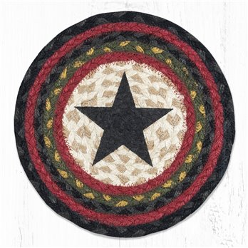 Black Star Printed Round Braided Trivet 10"x10"