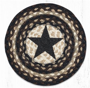 Black Star Printed Round Braided Trivet 10"x10"