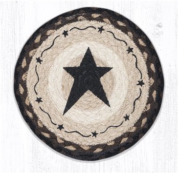 Primitive Star Black Printed Round Braided Trivet 10"x10"