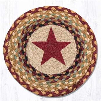 Burgundy Star Printed Round Braided Trivet 10"x10"