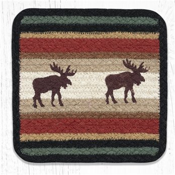 Moose Square Printed Braided Trivet 10"x10"