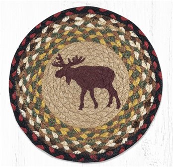 Moose Printed Round Braided Trivet 10"x10"
