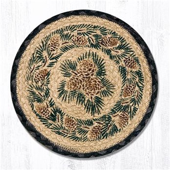 Pinecone Printed Round Braided Trivet 10"x10"