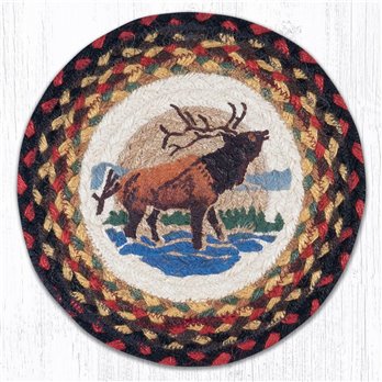 Winter Elk Printed Round Braided Trivet 10"x10"