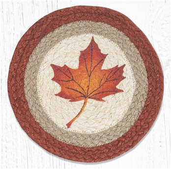 Maple Leaf Printed Round Braided Trivet 10"x10"