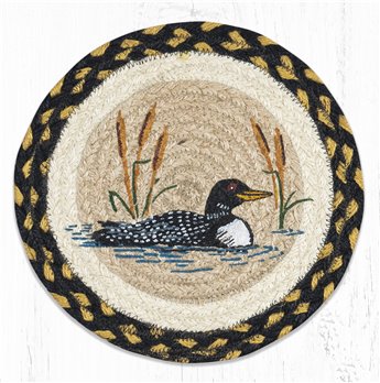 Loon Cattail Printed Round Braided Trivet 10"x10"