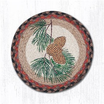 Pinecone Printed Round Braided Trivet 10"x10"