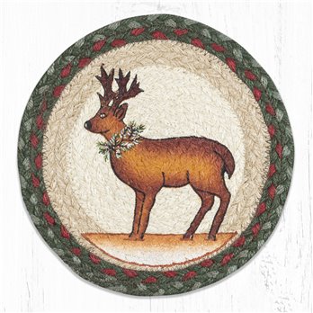 Reindeer Printed Round Braided Trivet 10"x10"