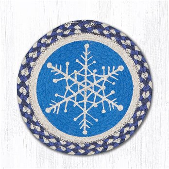 Snowflake Printed Round Braided Trivet 10"x10"