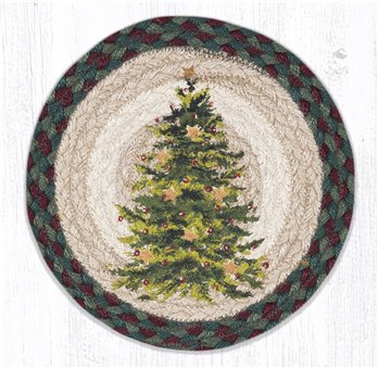 Christmas Joy Tree Printed Round Braided Trivet 10"x10"