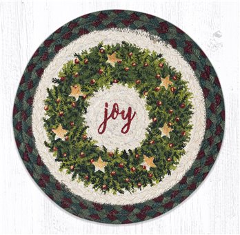 Christmas Joy Wreath Printed Round Braided Trivet 10"x10"