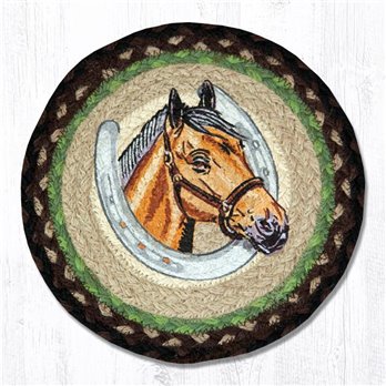 Horse Portrait Printed Round Braided Trivet 10"x10"