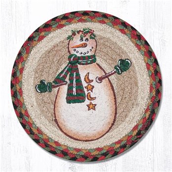 Moon & Star Snowman Printed Round Braided Trivet 10"x10"