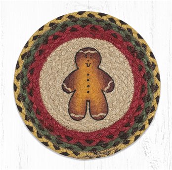 Gingerbread Man Printed Round Braided Trivet 10"x10"