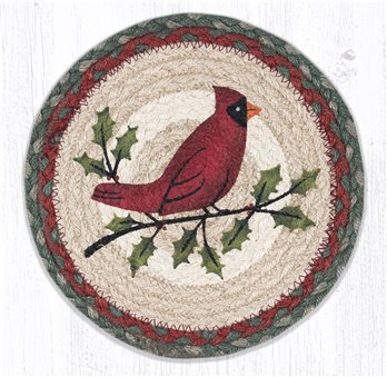 Holly Cardinal Printed Round Braided Trivet 10"x10"