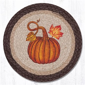 Pumpkin Autumn Printed Round Braided Trivet 10"x10"