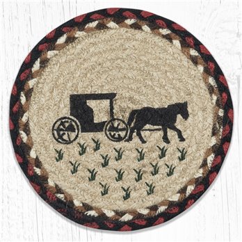 Amish Buggy 2 Printed Round Braided Trivet 10"x10"