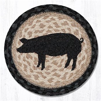 Pig Silhouette Printed Round Braided Trivet 10"x10"