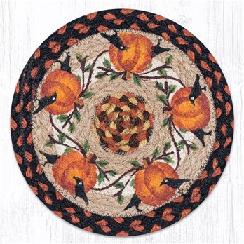 Pumpkin Crow Printed Round Braided Trivet 10"x10"