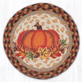 Pumpkin Leaf Printed Round Braided Trivet 10"x10"