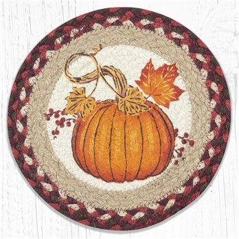 Autumn Pumpkin Printed Round Braided Trivet 10"x10"