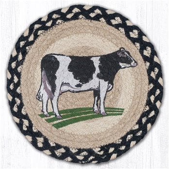 Cow Printed Round Braided Trivet 10"x10"