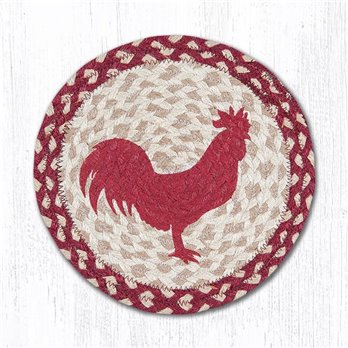 Red Rooster Printed Round Braided Trivet 10"x10"