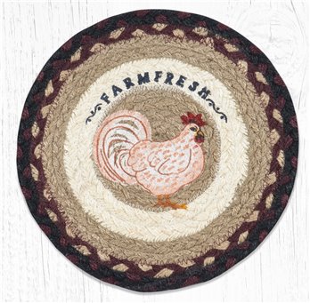 Farmhouse Chicken Printed Round Braided Trivet 10"x10"