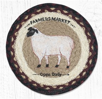 Farmhouse Sheep Printed Round Braided Trivet 10"x10"