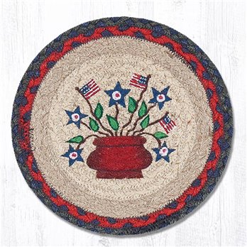 Americana Bouquet Printed Round Braided Trivet 10"x10"