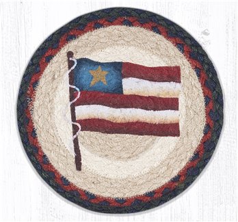 Primitive Star Flag Printed Round Braided Trivet 10"x10"