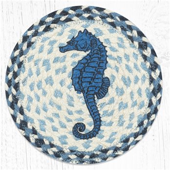 Seahorse Printed Round Braided Trivet 10"x10"