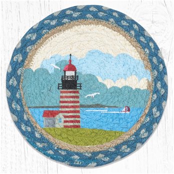 Quoddy Lighthouse Printed Round Braided Trivet 10"x10"