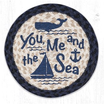 You, Me and the Sea Printed Round Braided Trivet 10"x10"