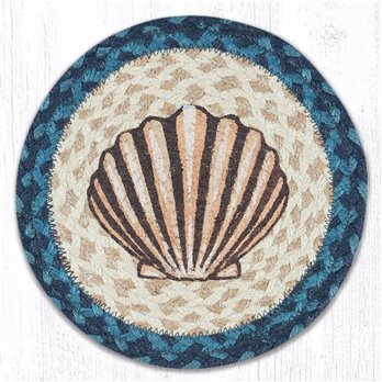 Scallop Printed Round Braided Trivet 10"x10"