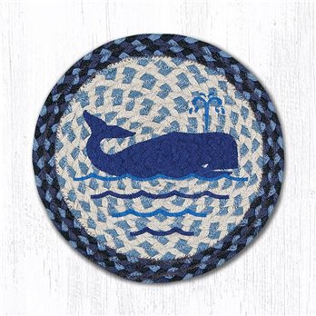 Whale Printed Round Braided Trivet 10"x10"