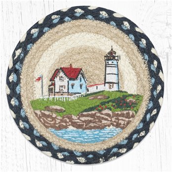 Nubble Lighthouse Printed Round Braided Trivet 10"x10"
