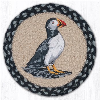 Puffin Printed Round Braided Trivet 10"x10"