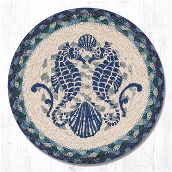 Shell Coast Seahorse Printed Round Braided Trivet 10"x10"