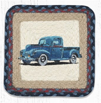 Blue Truck Square Printed Braided Trivet 10"x10"