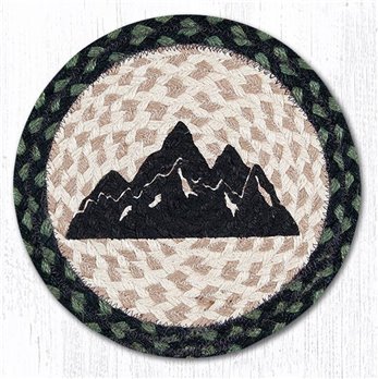 Mountain Silhouette Printed Round Braided Trivet 10"x10"