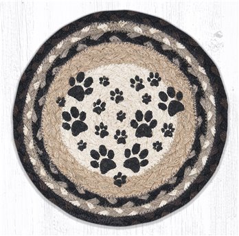 Heart Paw Printed Round Braided Trivet 10"x10"